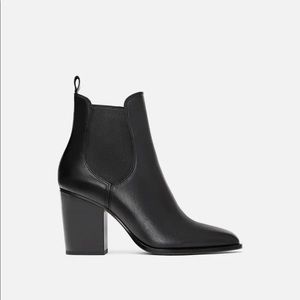 ZARA - black leather booties
